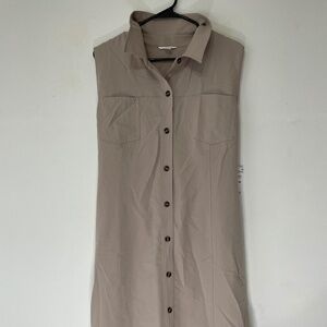 Caslon Tan Button‑Front Midi Shirt Dress – Size XXL